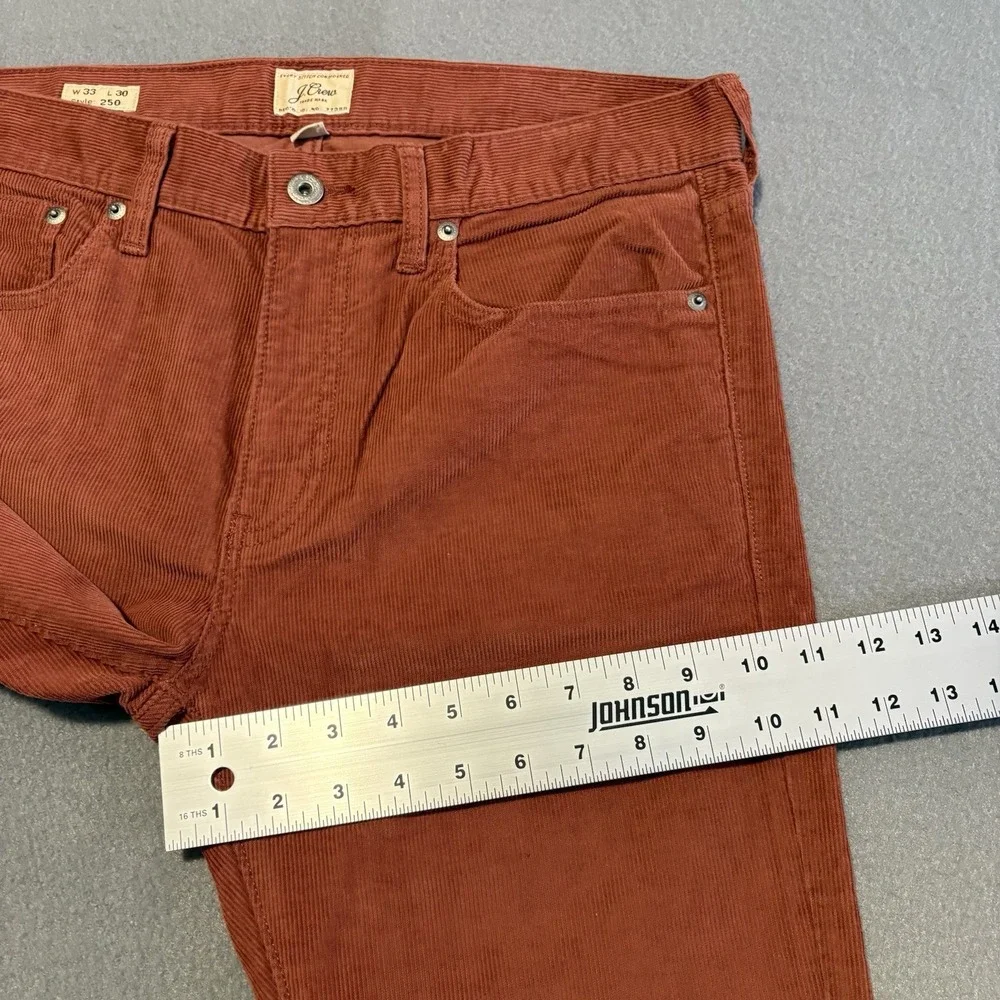 JCrew Corduroy Pants Men 33x30 Rust‎ Style 250 Straight Fit Stretch Medium Wale